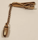 Vintage Hickok U.S.A. Gold Tone Metal Tie Bar Clip with Chain