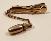 Vintage Hickok U.S.A. Gold Tone Metal Tie Bar Clip with Chain