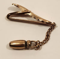 Vintage Hickok U.S.A. Gold Tone Metal Tie Bar Clip with Chain