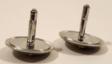 Vintage Mounted Gold Green Mallard Ducks Silver Tone Cufflinks