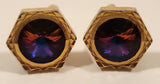 Vintage Red Cerise Rivoli Gold Tone Cufflinks