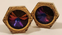 Vintage Red Cerise Rivoli Gold Tone Cufflinks