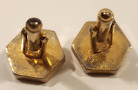 Vintage Red Cerise Rivoli Gold Tone Cufflinks