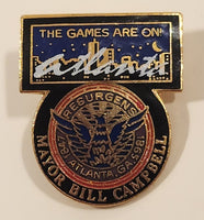 1996 Mayor Bill Campbell The Games Are On Atlanta Olympics Enamel Metal Lapel Pin