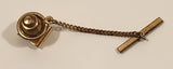 Vintage Mother of Pearl Metal Tie Tack Pin with Chain