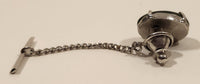 Vintage Dark Green Jade Metal Tie Tack Pin with Chain
