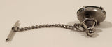 Vintage Dark Green Jade Metal Tie Tack Pin with Chain