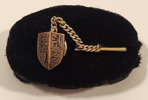 Vintage Coat of Arms Metal Tie Tack Pin with Chain