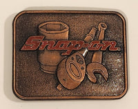 Vintage Century Canada Snap-On Tools Red Enamel Copper Tone Metal Belt Buckle
