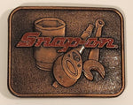 Vintage Century Canada Snap-On Tools Red Enamel Copper Tone Metal Belt Buckle