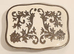 Western Scrollwork Pattern Silver Look White Enamel Metal Belt Buckle