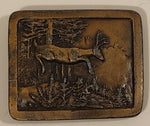 Vintage 1977 Indiana Metal Craft Deer in the Forest Metal Belt Buckle