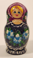 Vintage U.S.S.R Soviet Union Russian Purple Wooden Nesting Dolls Set of 5