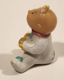 Vintage 1984 OAA Cabbage Patch Kids Baby with Elephant Bib Holding Bowl of Cereal and Spoon 1 3/4" PVC Toy Figure