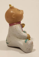 Vintage 1984 OAA Cabbage Patch Kids Baby with Elephant Bib Holding Bowl of Cereal and Spoon 1 3/4" PVC Toy Figure