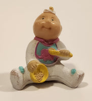 Vintage 1984 OAA Cabbage Patch Kids Baby with Elephant Bib Holding Bowl of Cereal and Spoon 1 3/4" PVC Toy Figure