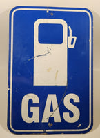 Vintage GAS with Gas Pump Blue and White 12" x 17 3/4" Authentic Retired Metal Highway Road Street Sign