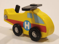 Melissa & Doug Rescue Helicopter Yellow Wood Toy Aircraft Vehicle