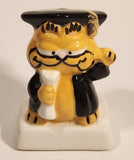 Vintage 1980s Enesco Style Garfield in Graduation Cap and Gown with Diploma Porcelain Figurine