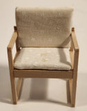 Vintage Wood Dining Table Armed Chair with Seat Cushion and Back Cushion Dollhouse Sized Miniature Toy