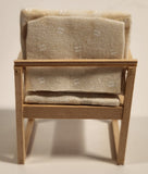 Vintage Wood Dining Table Armed Chair with Seat Cushion and Back Cushion Dollhouse Sized Miniature Toy