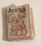 Vintage Animals Pink Bunny Rabbit Fabric Book Dollhouse Sized Miniature Toy