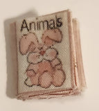 Vintage Animals Pink Bunny Rabbit Fabric Book Dollhouse Sized Miniature Toy