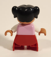 Lego Duplo Sister Girl with Blue Bow Pink Shirt 2" Tall Toy Figure