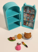 Dreamworks Gabby's Dollhouse Bakey with Cakey Cat Style Green Plastic Refrigerator Toy with Food Accessories