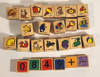 Wood Letter Number Pictures Blocks Toys Lot of 25