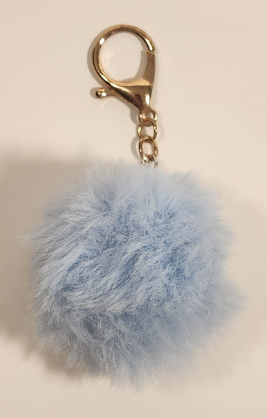 Light Blue Fluff Puff Ball 2" Soft Key Chain