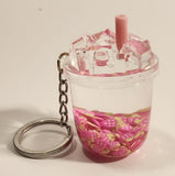 Pink Strawberry Ice Drink Cup Shaped Key Chain New with Tags