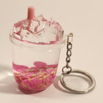 Pink Strawberry Ice Drink Cup Shaped Key Chain New with Tags