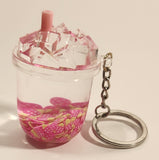 Pink Strawberry Ice Drink Cup Shaped Key Chain New with Tags