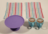 My Life As Dining Play Set Table Chairs Cups Placemats Cakestand 9 1/2" Diameter Plastic Dollhouse Toy