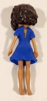 2018 Mattel Polly Pocket Shani Blue Sailor Dress 3 1/2" Tall Rubber Toy Doll Figure