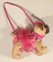 Poochie & Co Brown Dog Pink Confetti Outfit 12" Stuffed Plush Purse Toy
