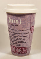 Disney Parks Minnie Mouse Daisy Duck Naughty Nice 6" Tall Ceramic Travel Coffee Mug Cup with Lid