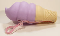 Light Purple Ice Cream Cone 6 1/2" Silicone Purse Key Chain Clip On