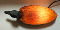 Amber Glass Shelled Bronze Finish Duck Bird Lamp Light