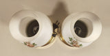 Vintage White Milk Glass Pink Rose Flower Decor 12 1/4" Tall Hurricane Oil Lamp Electric Plug In Table Light Set of 2