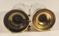 Vintage White Milk Glass Pink Rose Flower Decor 12 1/4" Tall Hurricane Oil Lamp Electric Plug In Table Light Set of 2