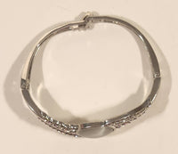 Clear Rhinestone with Moonstone in Silver Tone Metal Bracelet