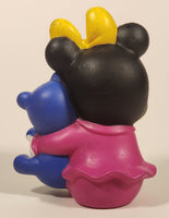 Rare 2000 Mattel Disney Baby Minnie Mouse Holding Purple Bear 4 1/2" Tall Rubber Toy Figure