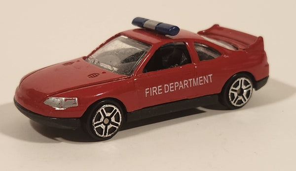 Motor Max Fire Department Chief Red w/ Blue Lights No. 6071 Die Cast Toy Car Emergency Rescue Vehicle