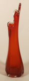 Vintage L.E. Smith Orange Red Flame 10" Tall Swung Glass Vase