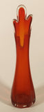 Vintage L.E. Smith Orange Red Flame 10" Tall Swung Glass Vase