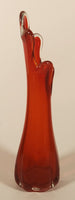 Vintage L.E. Smith Orange Red Flame 10" Tall Swung Glass Vase