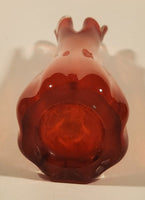 Vintage L.E. Smith Orange Red Flame 10" Tall Swung Glass Vase