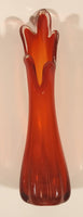 Vintage L.E. Smith Orange Red Flame 10" Tall Swung Glass Vase